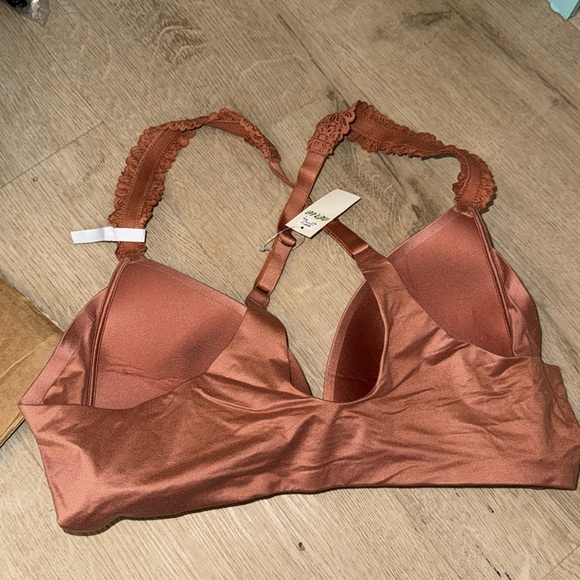 aerie rust Lace Trimmed Crossback Bra wireless real sunnie - Picture 8 of 8